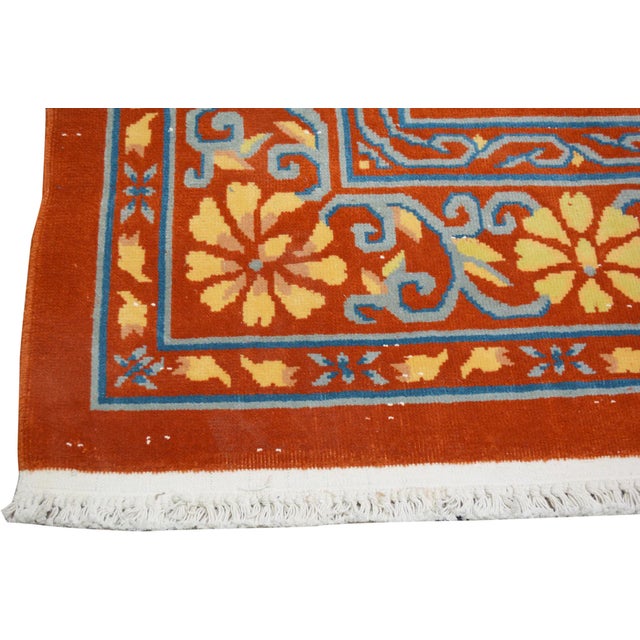 Vintage Chinese Art Deco Hand Knotted Wool Rug, For Sale - Image 4 of 6