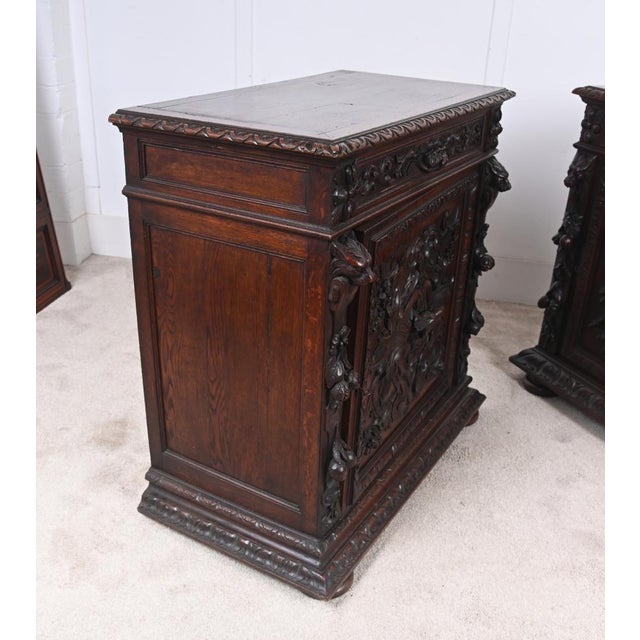 Antique German Black Forest Animal Carved Side Cabinets, 1860s, Set of 2 For Sale - Image 15 of 18