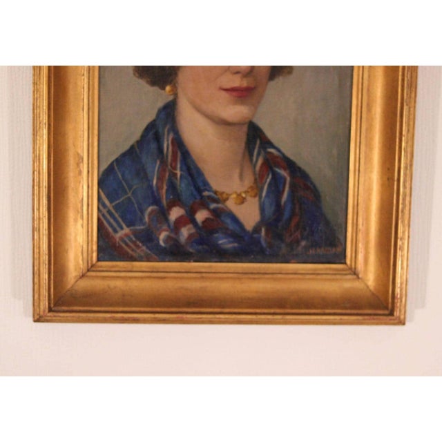 Mid-Century Modern Maj Jerndahl, Portrait of Lilly Lundberg, 1930, Oil on Panel, Framed For Sale - Image 3 of 13