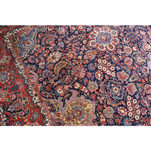 Antique Zabihi Collection Navy Traditional Kashan Rug - 11'8" x 16'6" For Sale - Image 9 of 12