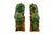 Rare Mid-Century Modern Chinese Ceremic Food Dogs in Vibrant Sancai-Style Green & Amber Drip Glaze For Sale - Image 4 of 12