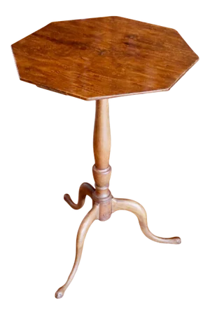 Small American Federal Octagonal Top Candle Stand Side Table, Grain Painted Bird’s Eye Maple