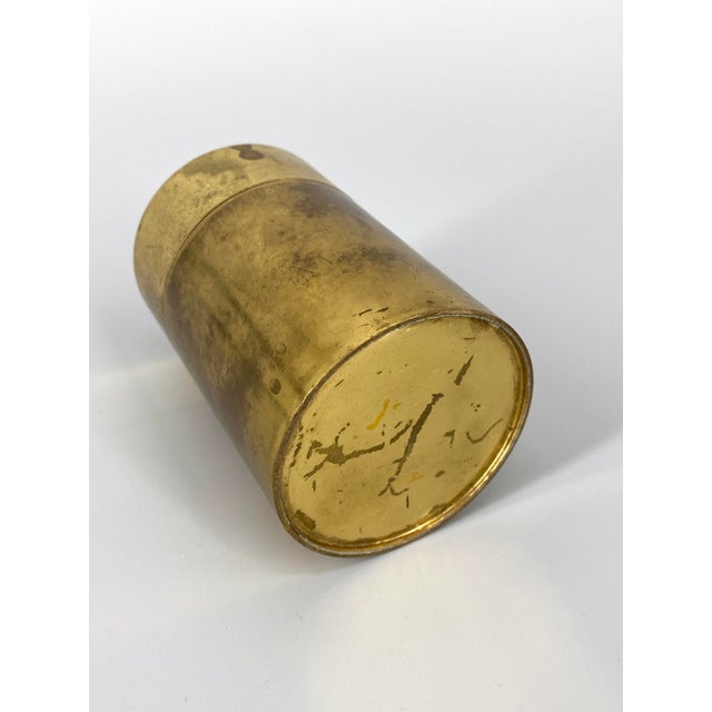 Gold Art Deco Cylindrical Brass Cigarette Case, 1920s For Sale - Image 8 of 15