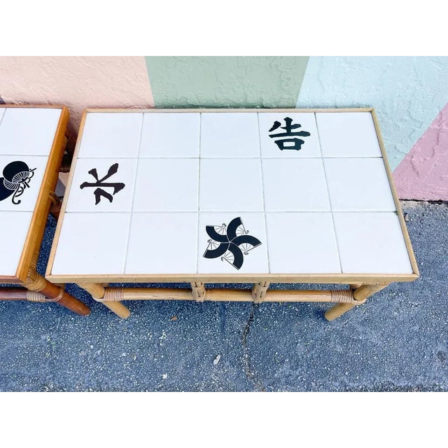 1970s 1970s Palm Beach Regency Tile Top Side Tables - a Pair For Sale - Image 5 of 7