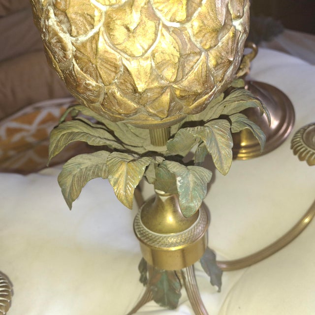 Bronze 1930's French Art Deco Gilt & Patinated Bronze "Pineapple" Chandelier by Maison Charles For Sale - Image 8 of 12