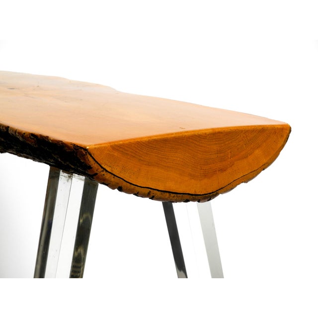 Regency Tree Slice Coffee Table with 3 Acrylic Glass Legs, 1970s For Sale - Image 16 of 18