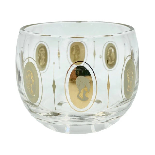 Mid-Century Modern Mid-Century Gold Royal Lady Portrait Roly Poly Cocktail Glasses- Set of 5 For Sale - Image 3 of 12