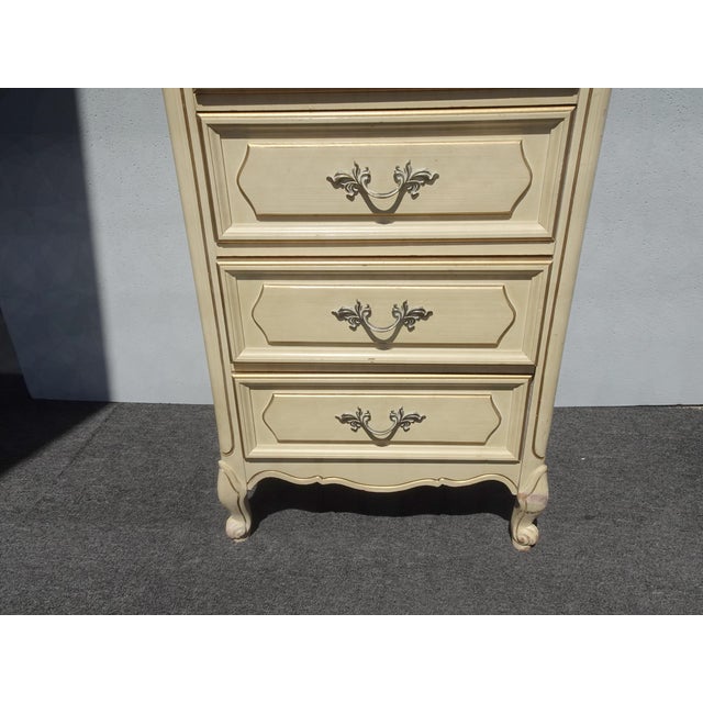 Wood Vintage French Provincial Authentic Henry Link Lingerie Tallboy Dresser W Brass For Sale - Image 7 of 16