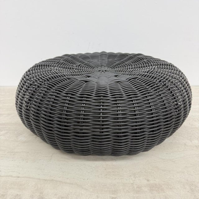 Vintage Round Black Woven Plastic Ottoman from Ikea, 1980s For Sale - Image 18 of 18