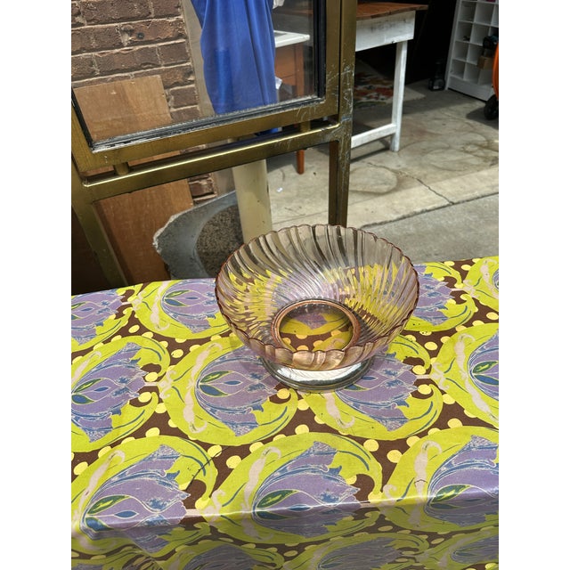 Metal 1970s Pink Glass Punch Bowl With Silver Stand For Sale - Image 7 of 12