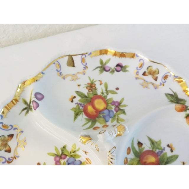 1990s Vintage I Godinger Botanical Porcelain Divided Serving Dish For Sale - Image 5 of 7