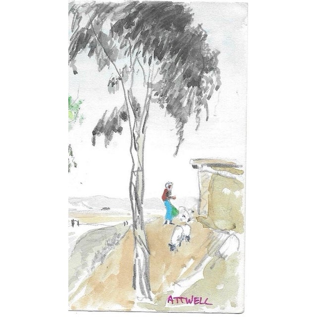 Painting by English artist Ivy Attwell (1895-1985). Attwell traveled extensively all over the world and recorded her...