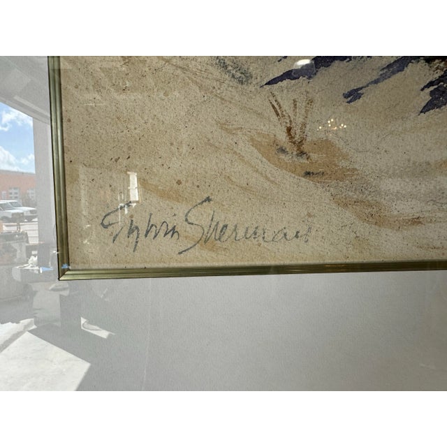 Vintage Sherman Coastal Landscape Watercolor Painting, Framed For Sale In Miami - Image 6 of 11