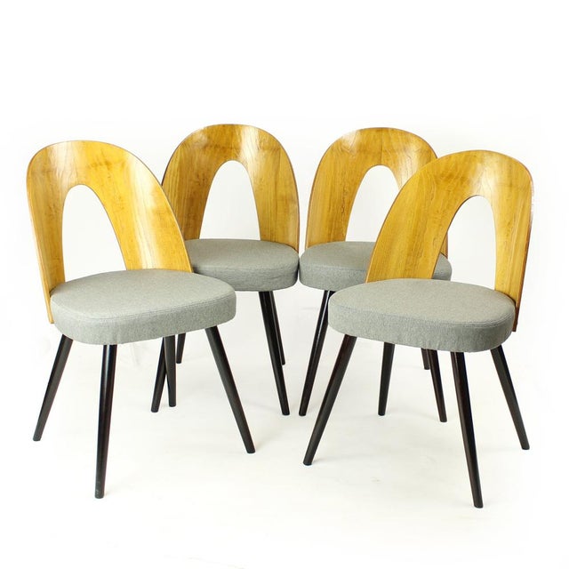 Dining Chairs in Oak & Fabric by Antonin Šuman for Tatra, 1960s, Set of 4 For Sale - Image 16 of 17