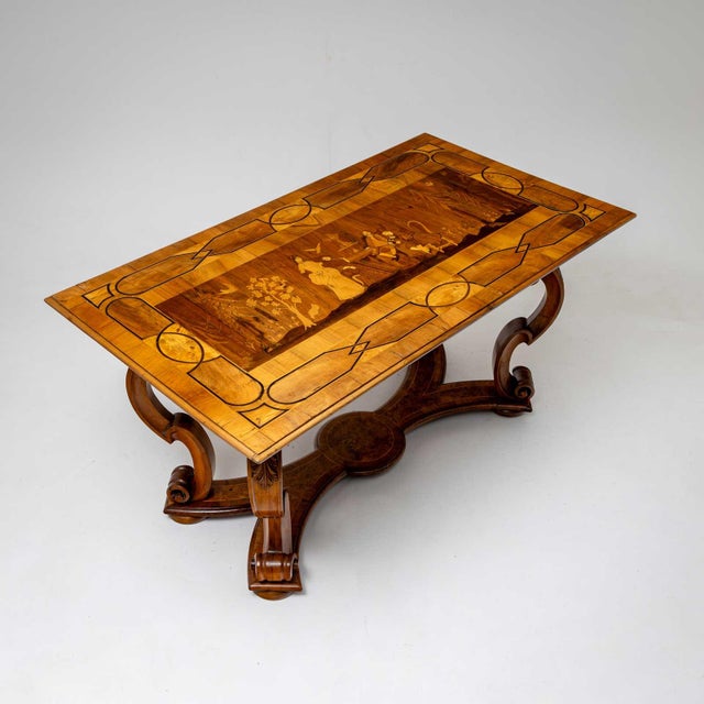 Baroque Baroque Style Dining Table with Marquetry Scene, Late 19th Century For Sale - Image 3 of 13