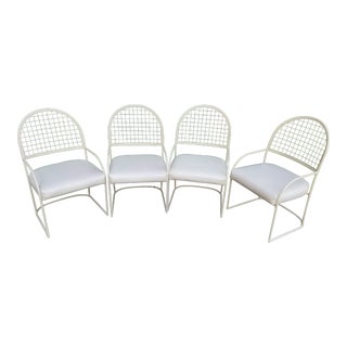 Milo Baughman for Thayer Coggin Grid Back Metal Chairs -Set of 4 For Sale