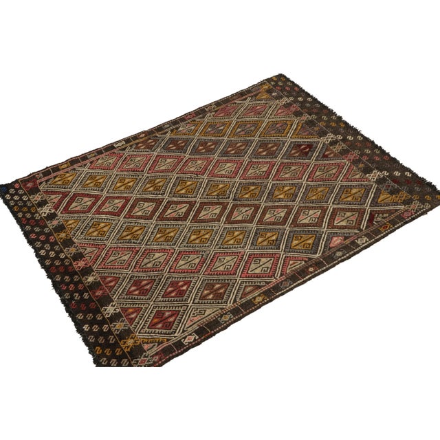 Tribal Vintage Cecim Kilim Tribal Rug in Beige-Brown, Multicolor Geometric Pattern For Sale - Image 3 of 7