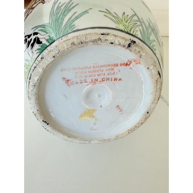Mid 20th Century Vintage Hand-Painted Ginger Jar With Equestrian Scene For Sale - Image 5 of 6