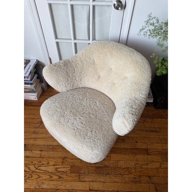 Wood Ingeborg Lounge Chair in Skandilock Sheepskin by Flemming Lassen for Audo Copenhagen For Sale - Image 7 of 7