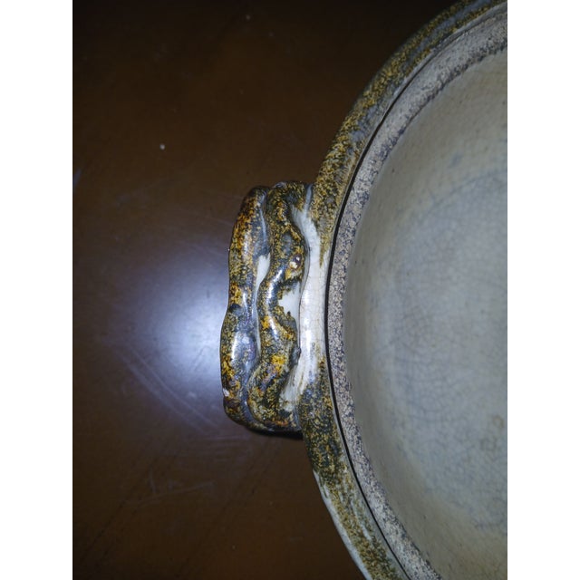 Rustic Mid Century Hand Thrown Stoneware Studio Pottery Centerpiece Bowl For Sale - Image 11 of 11