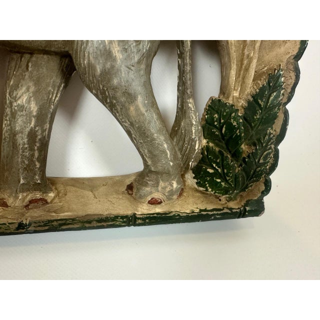 1960s Thai Hand-Painted Wooden Elephant Wall Relief, 1960s For Sale - Image 5 of 11