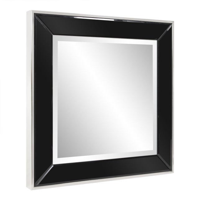 Contemporary Square Devon Mirror in Black For Sale - Image 3 of 9