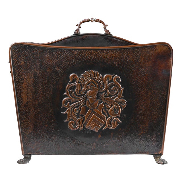 Mid-Century Modern Magazine Rack in Hammered Copper, France, 1890s For Sale