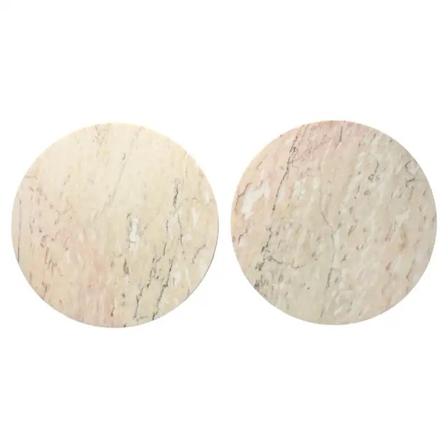 Pair of Weiman "Heirloom" Round Mahogany and Marble Pedestal Side Tables, MCM For Sale - Image 11 of 13