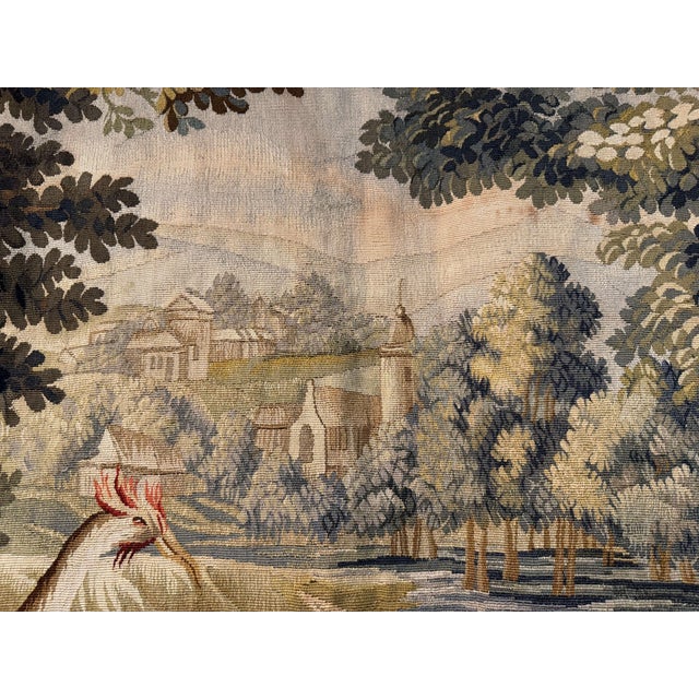Green 19th Century French Handwoven Aubusson Verdure Wall Tapestry For Sale - Image 8 of 11