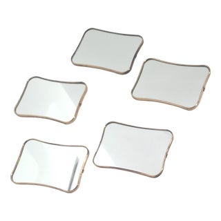 Small Vintage Mirrors with Brass Frames, 1950s, Set of 5 For Sale