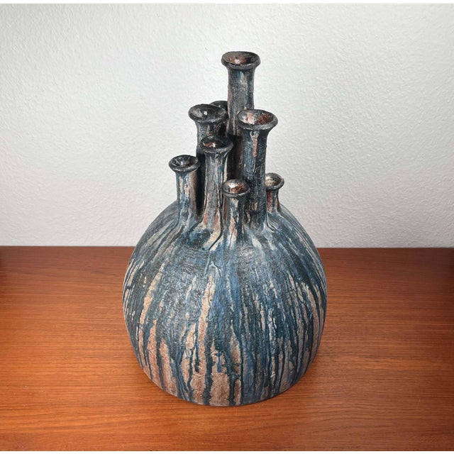 Large Mid-Century Modern Brutalist German Studio Pottery Chimney Vase from Gerhard Liebenthron, 1974 For Sale - Image 6 of 18