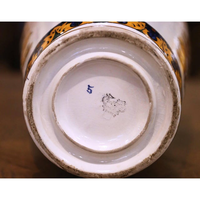 19th Century French Gien Faience Renaissance Revival Garniture Set, 3 Pieces For Sale - Image 14 of 17