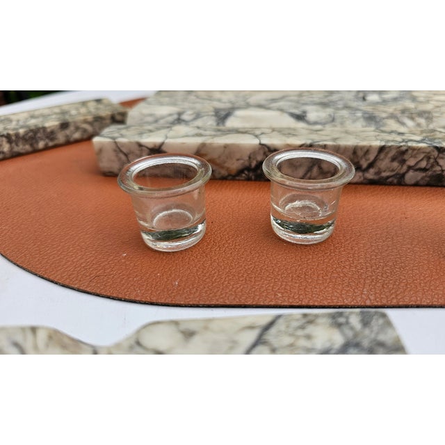 Glass Art Deco Marble Inkwell and Blotter, 1920s, Set of 8 For Sale - Image 7 of 15