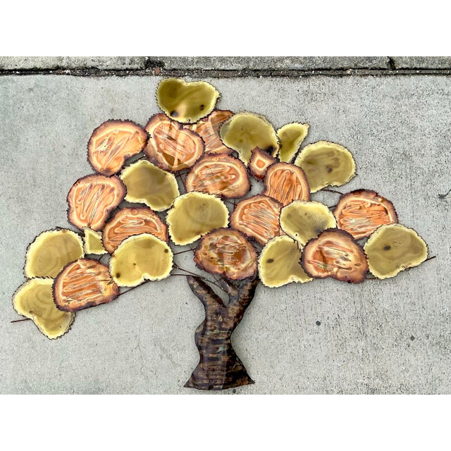 Vintage Torch Cut Brass and Copper Tree Wall Sculpture For Sale - Image 12 of 12