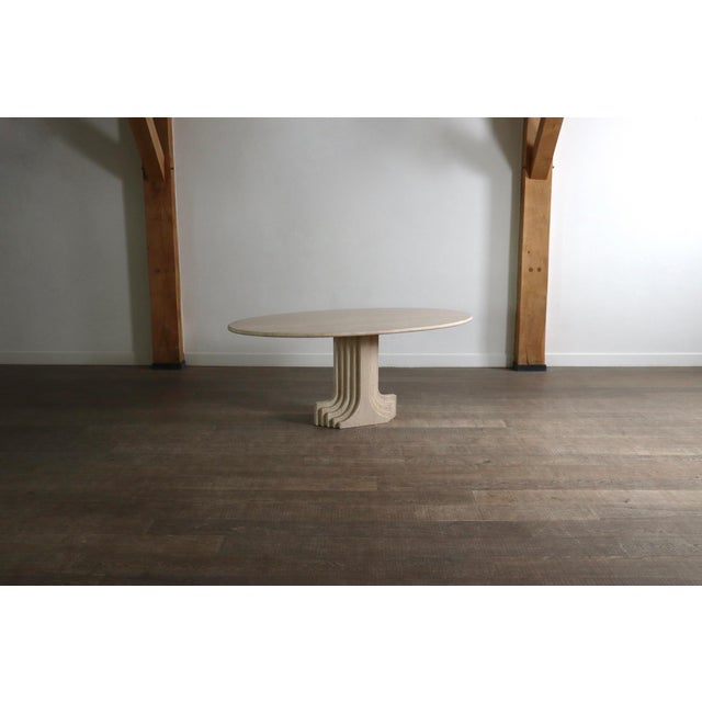 Oval Argo Dining Table in Travertine by Carlo Scarpa for Simon Gavina, 1970s For Sale - Image 6 of 11
