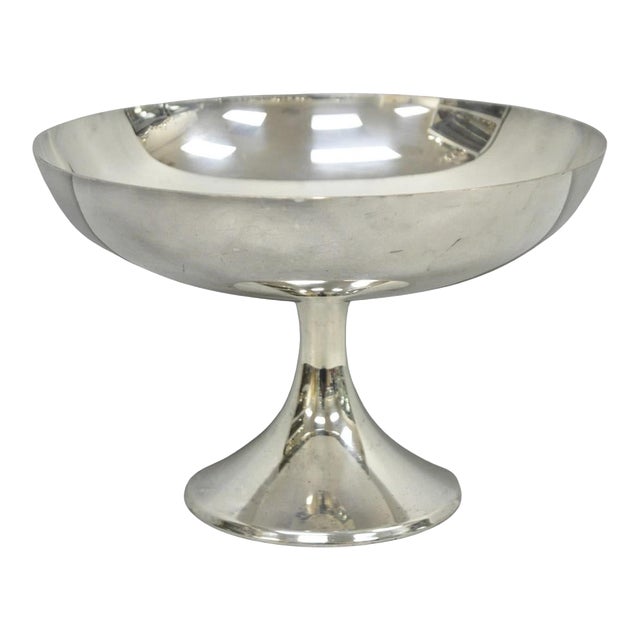Vintage Fb Rogers Mid Century Modern Silver Plated Pedestal Fruit Bowl Compote For Sale