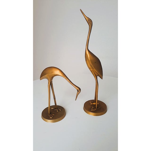 Vintage Crane Figures in Brass and Metal, 1950s, Set of 2 For Sale - Image 6 of 8