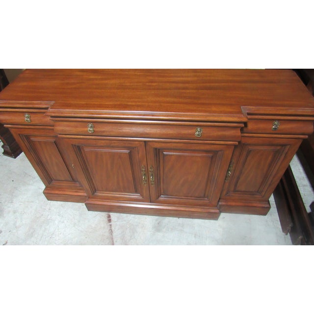 Item: Henkel Harris Console Details: Mahogany Great Designer Look/Quality Piece Nice Hardware Signed Henkel Harris...