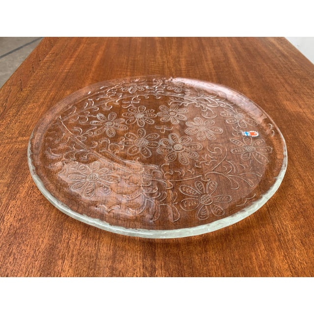 Mid-Century Modern Large Mid-Century Finnish Glass Plate from Humppila For Sale - Image 3 of 18
