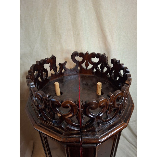 Antique 19thC Italian Sephardic Torah Case Tik Hand Carved Wood J Greenstein Prov For Sale - Image 10 of 17