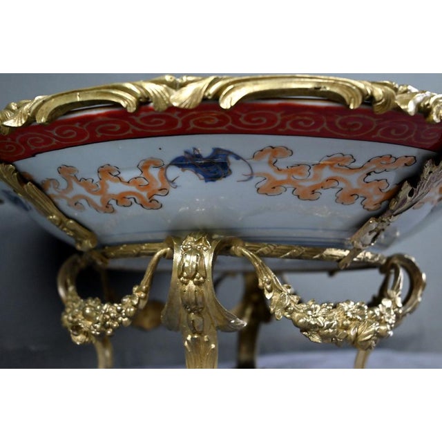 Large Imari Porcelain Bowl with Bronze Mount, Japan, Late 19th Century For Sale - Image 10 of 18