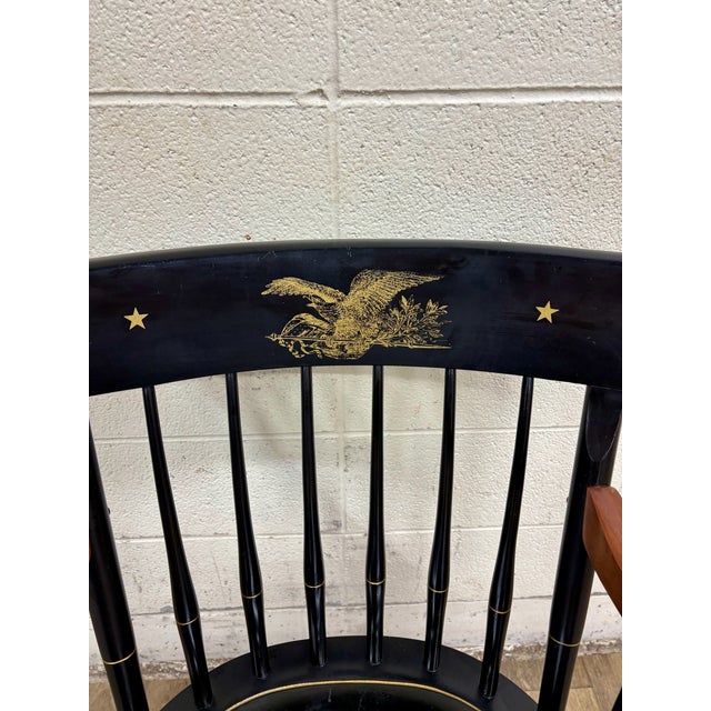 Late 20th Century Vintage Nichols & Stone Hitchcock Style Hand Decorated Arm Chair For Sale - Image 5 of 10