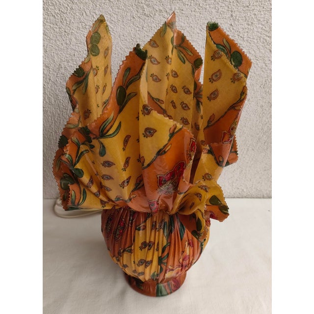 Brown Vintage Pleated Table Lamp, 1980s For Sale - Image 8 of 8