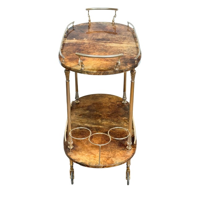 Italian Two-Tiered Drinks Cart by Aldo Tura For Sale In Austin - Image 6 of 11