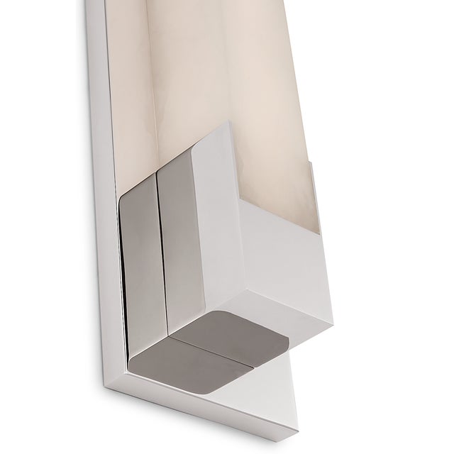 Visual Comfort Kelly Wearstler for Visual Comfort Signature Covet 16" Bracketed Bath Light in Polished Nickel with Alabaster For Sale - Image 4 of 6