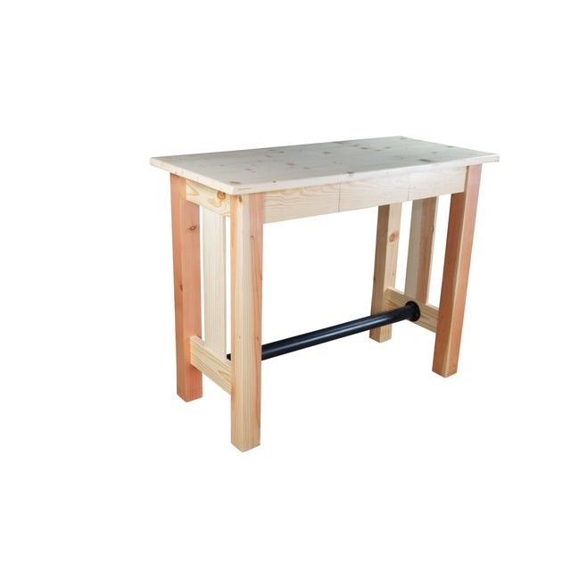 Rustic Pine Work Table or Desk. Made from Natural pine with a rectangular top over a central frieze drawer. The table is...