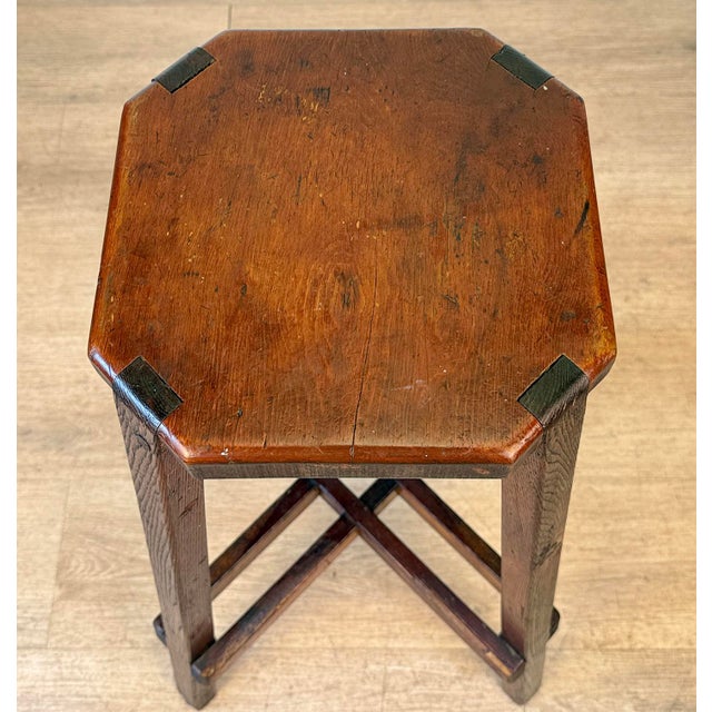 Antique Arts & Crafts Wood Octagonal Plant Stand Table For Sale - Image 6 of 10