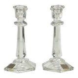 1980s Vintage Traditional Americana Hollywood Regency Mikasa Crystal Candlestick Holders - A Pair For Sale