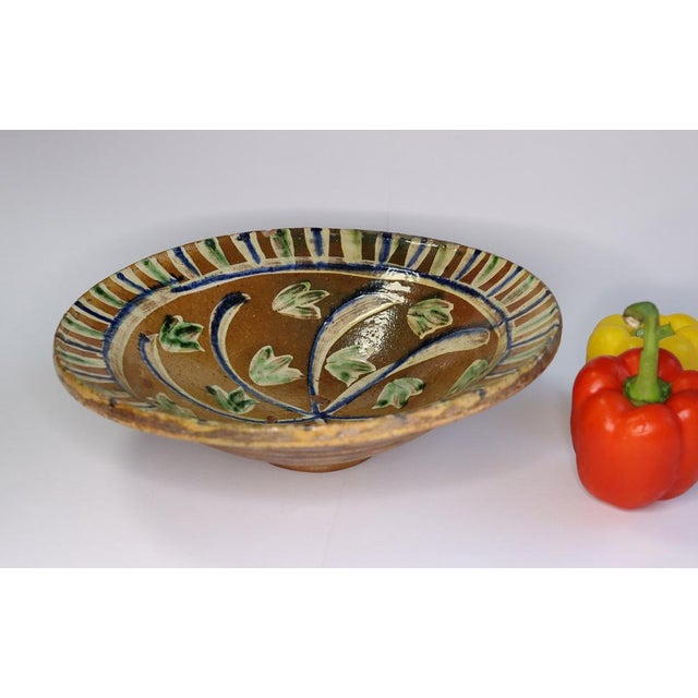 Brown Vintage Handmade Clay Bowl or Plate, 1930s For Sale - Image 8 of 18