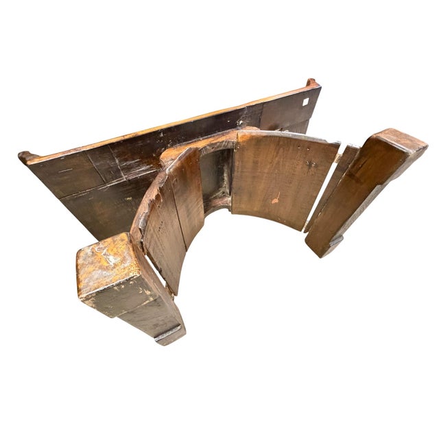 Early 20th Century Early 20th Century Primitive Gothic Revival Flanged Top Wood Bench For Sale - Image 5 of 13